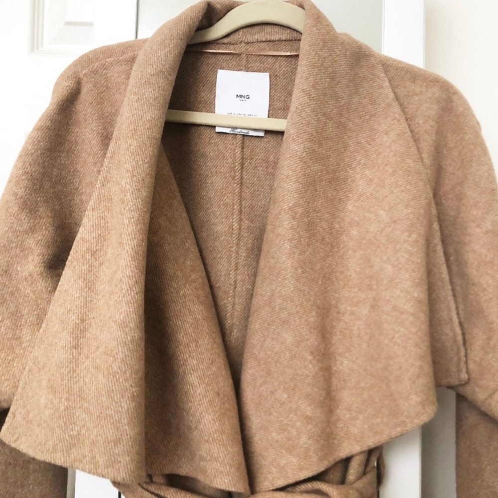 New Mango Mng Camel Wrap Drape Camel Coat - image 4
